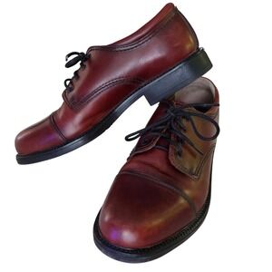 Leather Dockers Oxford Shoes Mens 10.5 Brown Gordon Cap Toe Business Casual